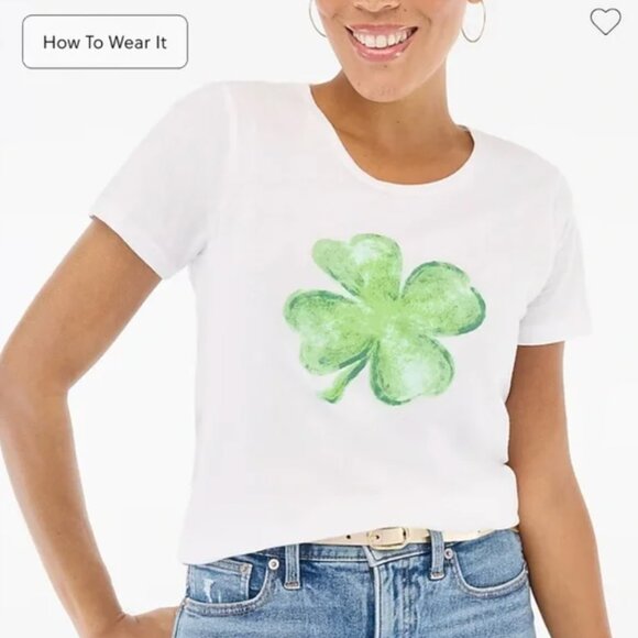 J crew Clover graphic tee • size small • NWT • CE597 • ☘️ St. Patrick’s Day - Picture 1 of 8